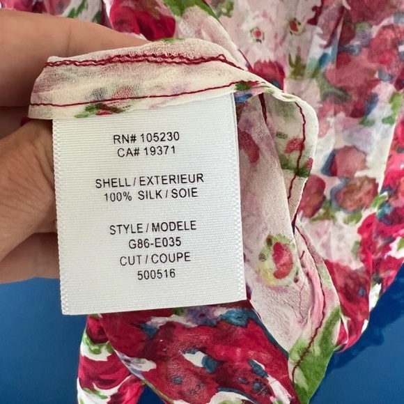 Equipment Femme Floral 100% Silk Long Sleeve Top. Size L - Picture 8 of 11